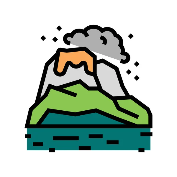 Vulkanická země barva ikona vektor ilustrace — Stockový vektor