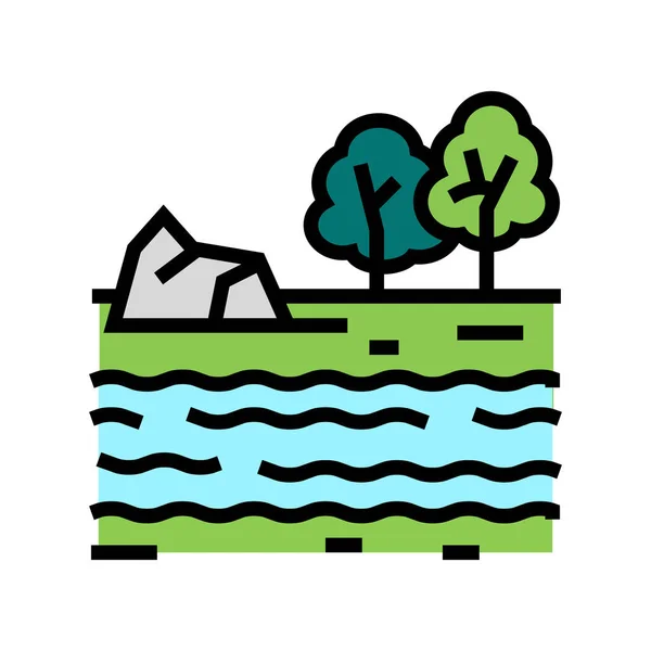 Rio paisagem cor ícone vetor ilustração — Vetor de Stock