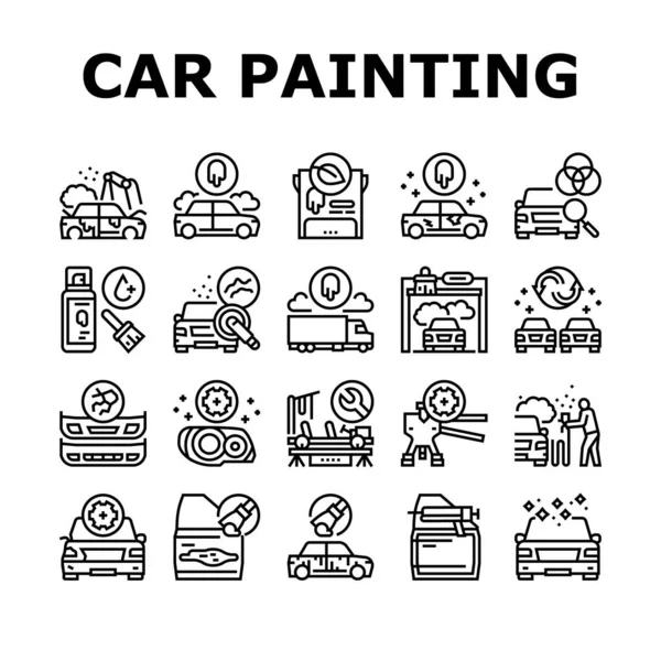 Vector de conjunto de iconos de colección de servicio de pintura de coches — Vector de stock