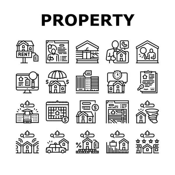 Property Rental Agency Collection Icons Set Vector — Stockový vektor