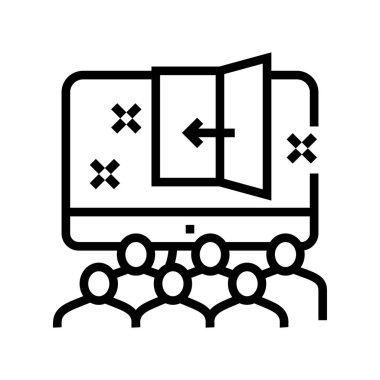 Sanal kaçış odası çocukları parti çizgisi vektör çizimi