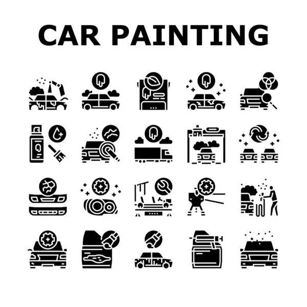 Vector de conjunto de iconos de colección de servicio de pintura de coches — Vector de stock