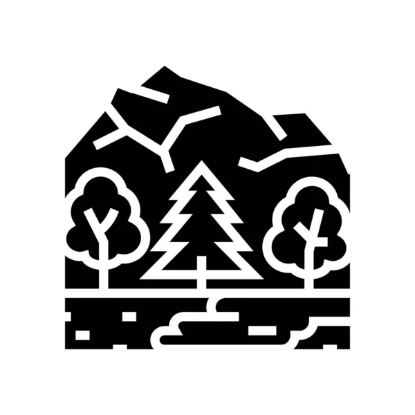 Illustration vectorielle icône glyphe paysage taïga — Image vectorielle
