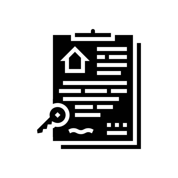 Contrat écrit glyphe icône vectoriel illustration — Image vectorielle