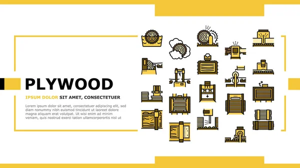 Plywood Üretim İniş Başlığı Vektörü — Stok Vektör