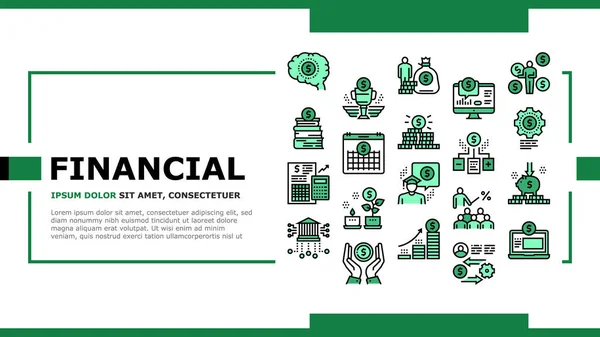 Educación financiera aterrizaje encabezado vector — Archivo Imágenes Vectoriales