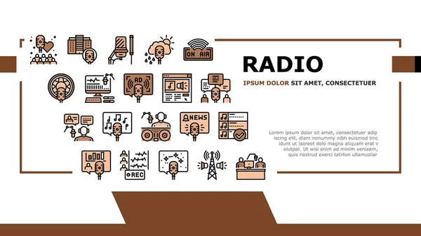 Radyo Stüdyosu Podcast İniş Başlığı Vektörü — Stok Vektör