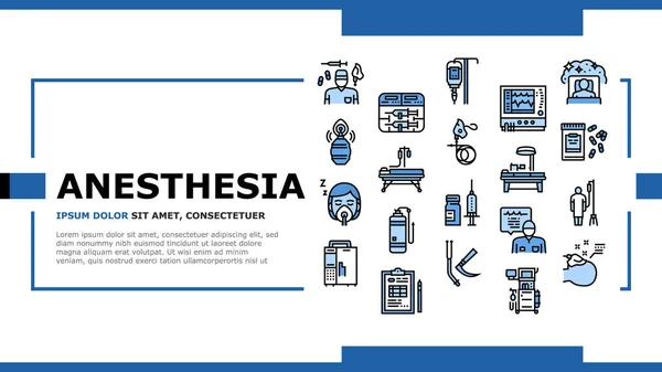 Vector de cabecera de aterrizaje de herramienta anestesista — Vector de stock