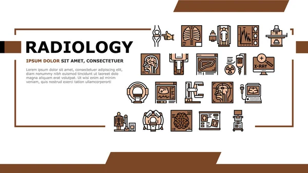 Equipo de radiología Vector de cabecera de aterrizaje — Vector de stock