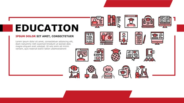 Online Utbildning Book Landning rubrik Vector — Stock vektor