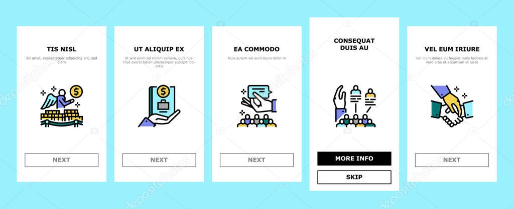 Business Incubator Onboarding Icons Set Vector
