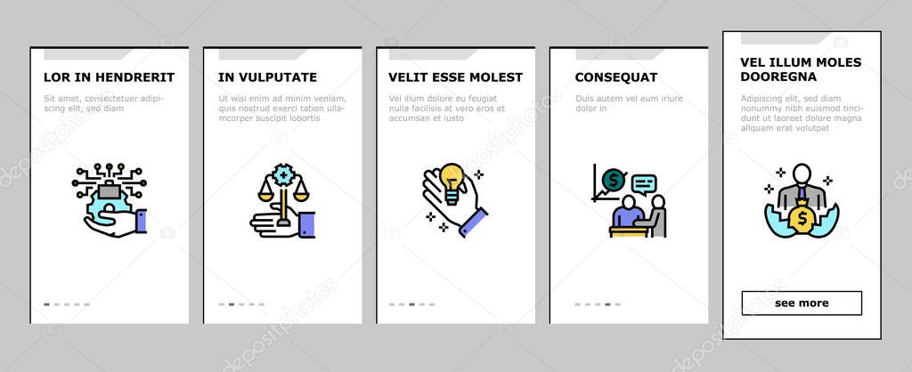 Business Incubator Onboarding Icons Set Vector