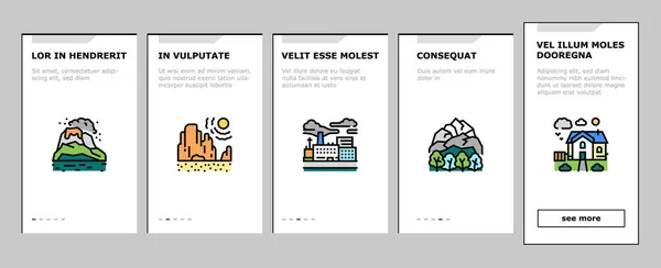 Land Scape Nature Onboarding Icons Set Vektor — Stockvektor