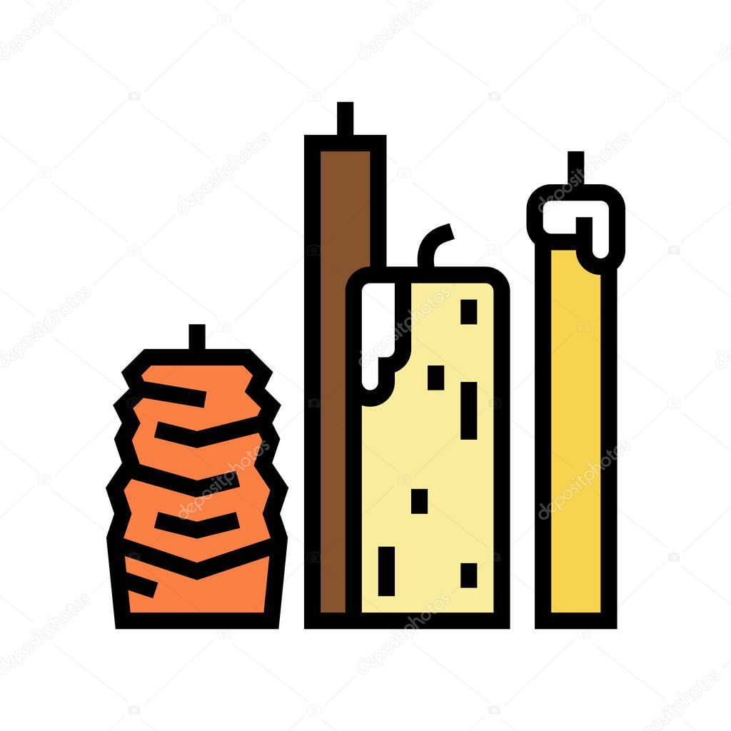 beeswax candles beekeeping color icon vector illustration