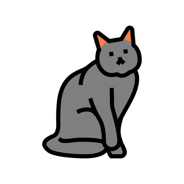 Ilustrasi vektor ikon warna halloween kucing - Stok Vektor