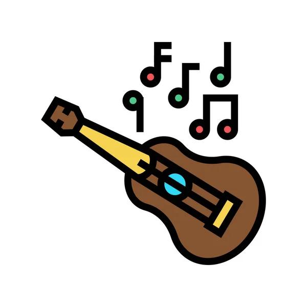 Ukulele Hawaii Musiker Instrument Farbe Symbol Vektor Illustration — Stockvektor