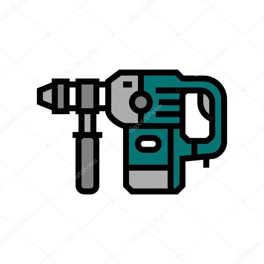 rotary hammer tool color icon vector illustration
