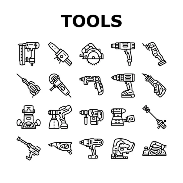 Werkzeuge für den Bau und die Reparatur von Symbolen setzen Vektor — Stockvektor