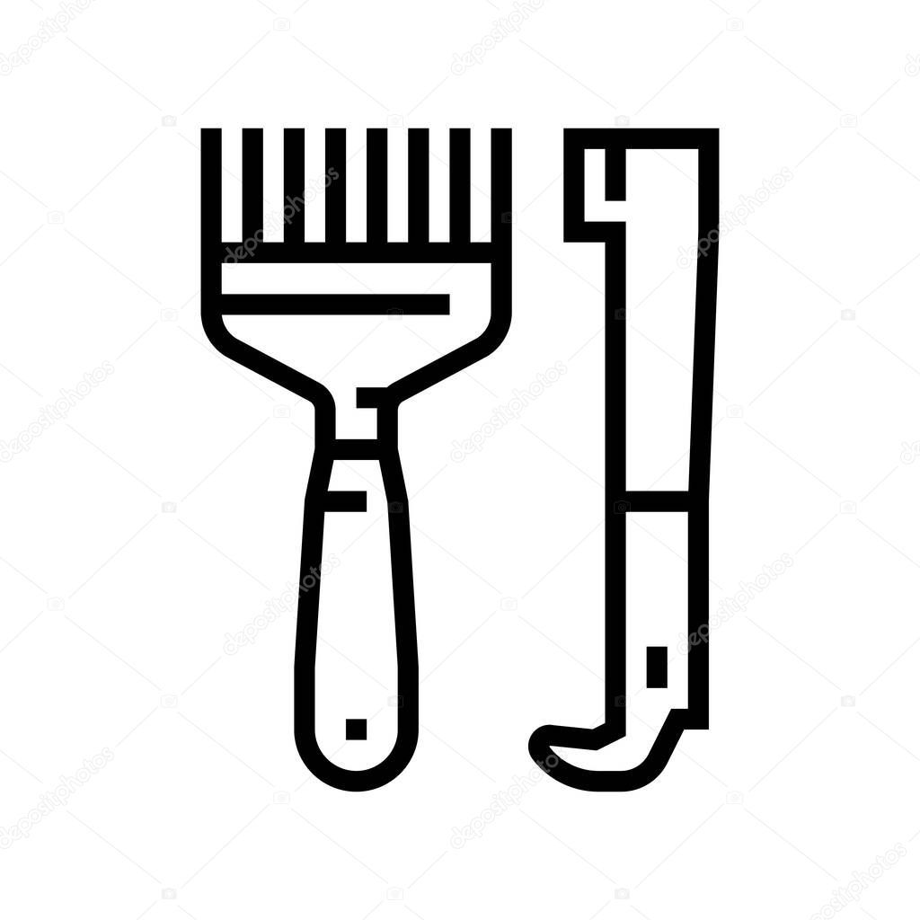 hand tools beekeeping line icon vector illustration