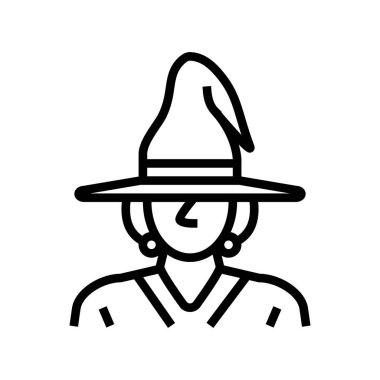 cadı cadılar bayramı çizgi simgesi çizimi