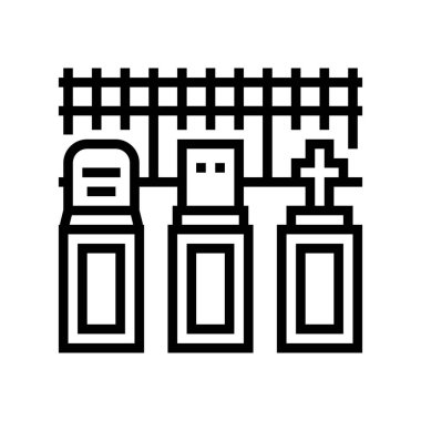 Mezarlık cadılar bayramı çizgisi vektör illüstrasyonuName