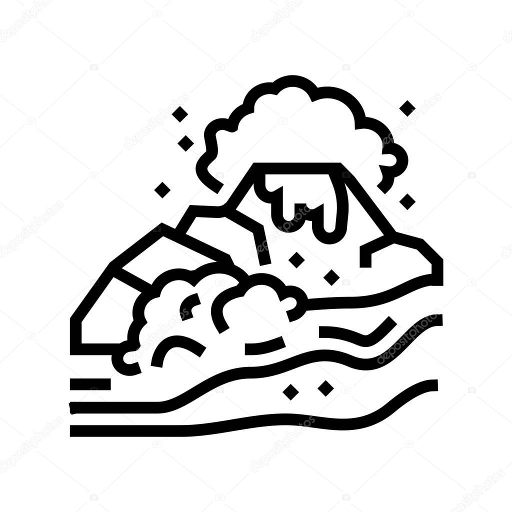 volcano hawaii line icon vector illustration