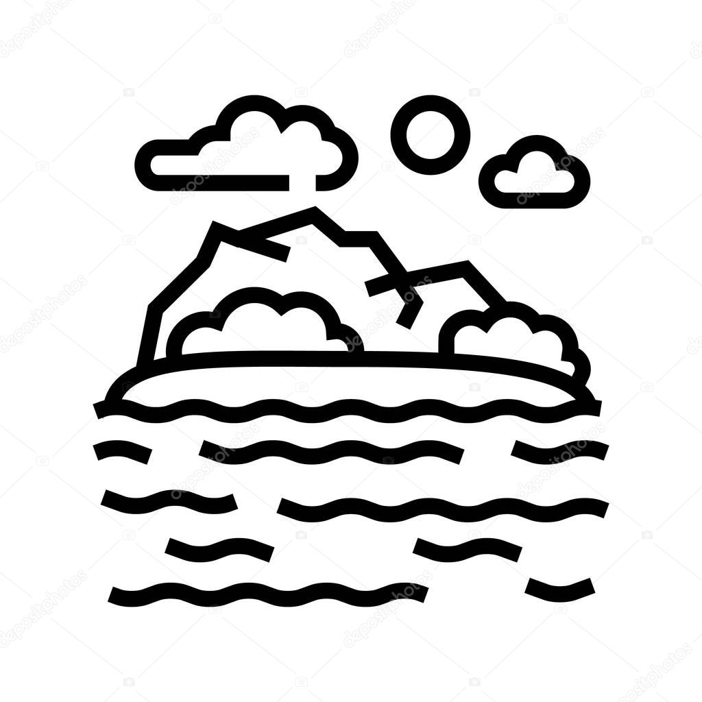 sea coast hawaii line icon vector illustration