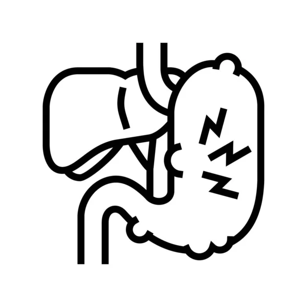 Douleur abdominale hépatite ligne icône vectoriel illustration — Image vectorielle