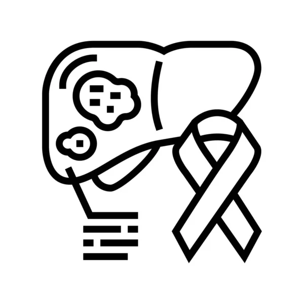 Câncer de fígado linha ícone vetor ilustração — Vetor de Stock