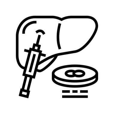 Karaciğer biyopsi çizgisi vektör çizimi