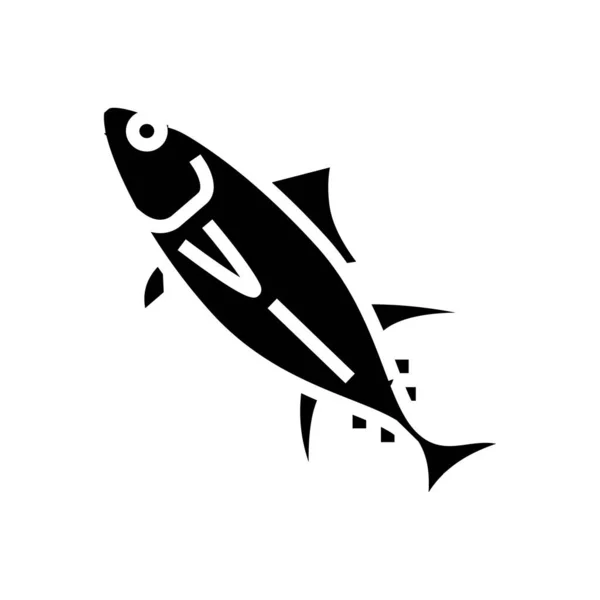 Žlutoploutvý obrázek vektoru glyfu tuňáka — Stockový vektor