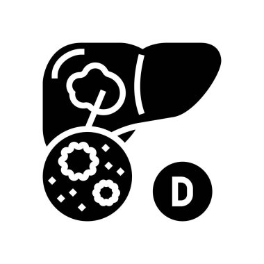 d hepatit glifli ikon vektör illüstrasyonu