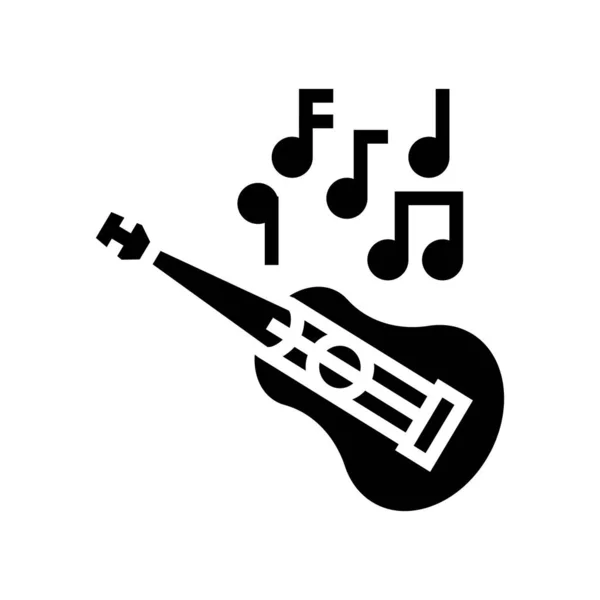 Ukelele hawaii músico instrumento glifo icono vector ilustración — Vector de stock