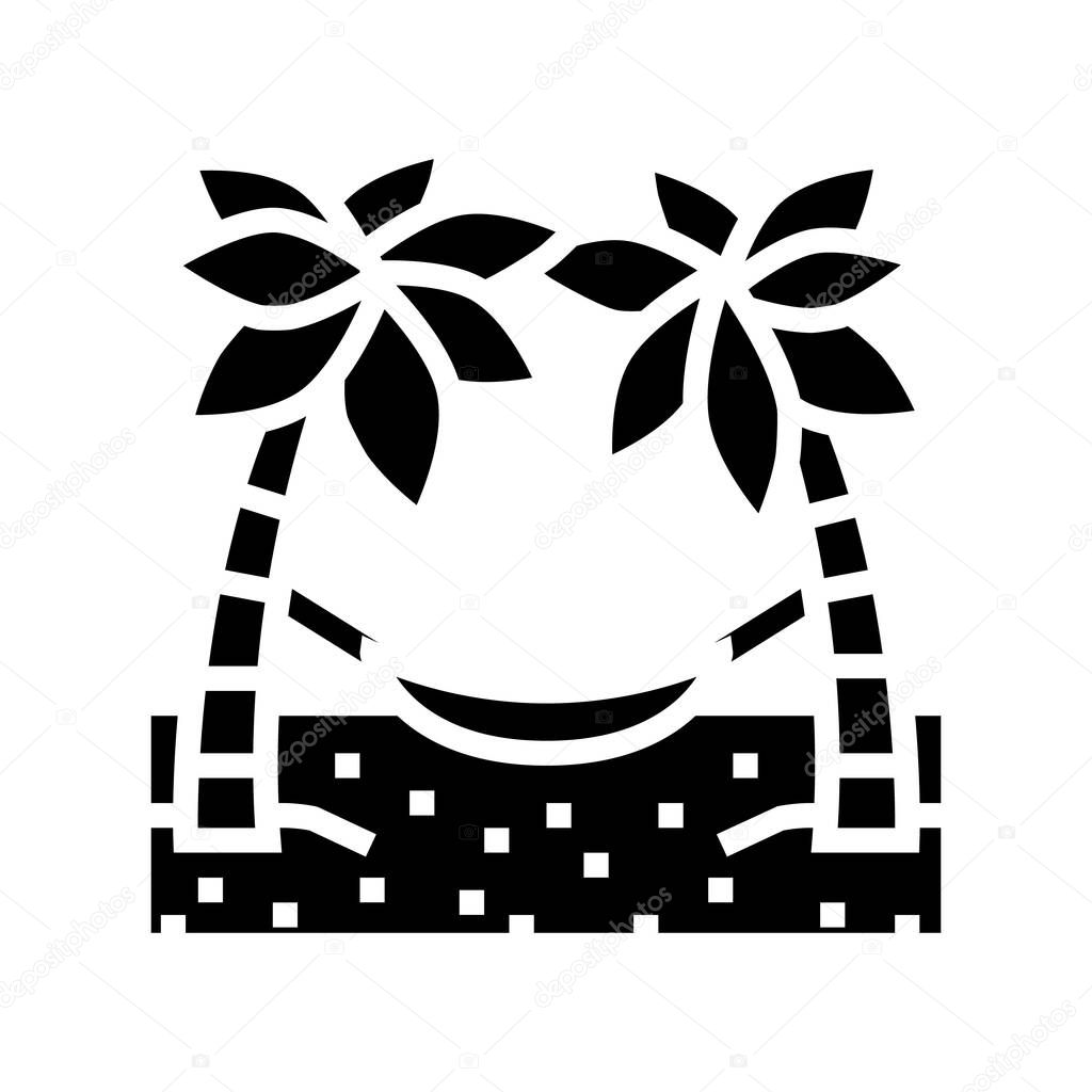 hammock between palm trees glyph icon vector illustration