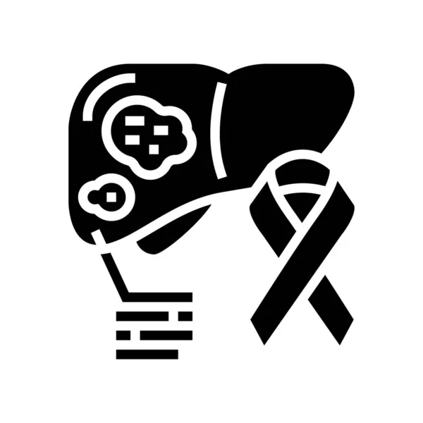 Câncer de fígado ícone de glifo ilustração vetorial — Vetor de Stock