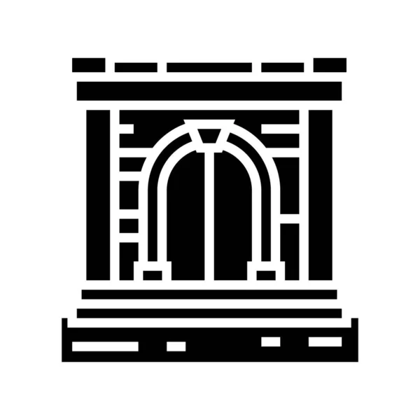 Starověká brána glyf ikona vektor ilustrace — Stockový vektor