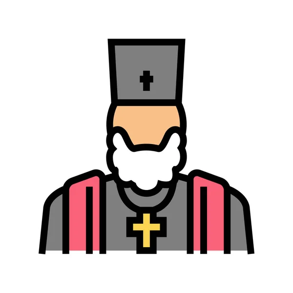 Вектор Кольорової Ікони Священика Християнства Священик Знак Християнства Ізольована Ілюстрація — стоковий вектор
