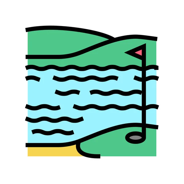 호수와 놀이터의 아이콘 호수와 놀이터 표지판 고립된 상징적 — 스톡 벡터