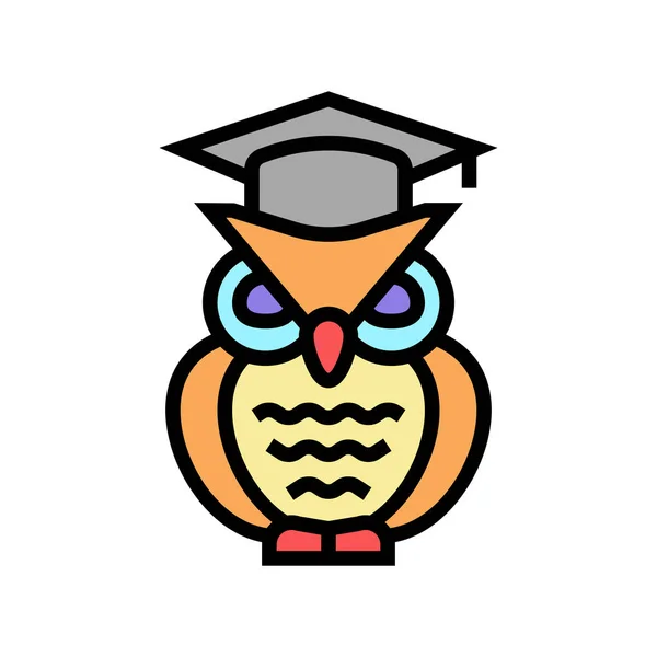 Sagesse Hibou Couleur Icône Vecteur Signe Chouette Sagesse Illustration Symbole — Image vectorielle