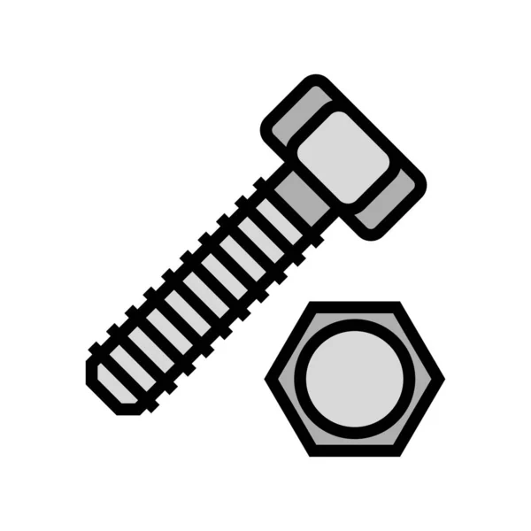六角头螺栓颜色图标矢量 六角头螺栓标志 孤立的符号说明 — 图库矢量图片