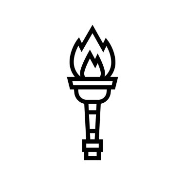 Antik Yunan çizgisi ikon vektörünü yak. Meşale antik Yunan işareti. izole edilmiş çizgi simgesi siyah illüstrasyon