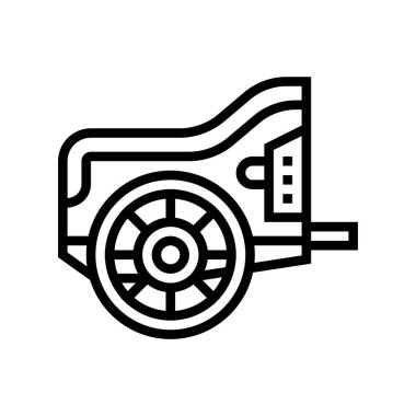 At arabası Antik Yunan çizgisi ikon vektörü. At arabası antik Yunan işareti. izole edilmiş çizgi simgesi siyah illüstrasyon