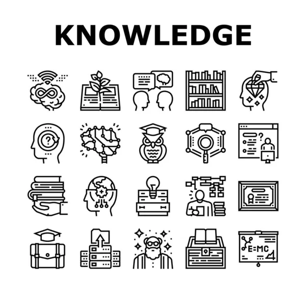 Knowledge Mind Intelligence Ikony Nastavte Vektor World Knowledge University Diploma — Stockový vektor