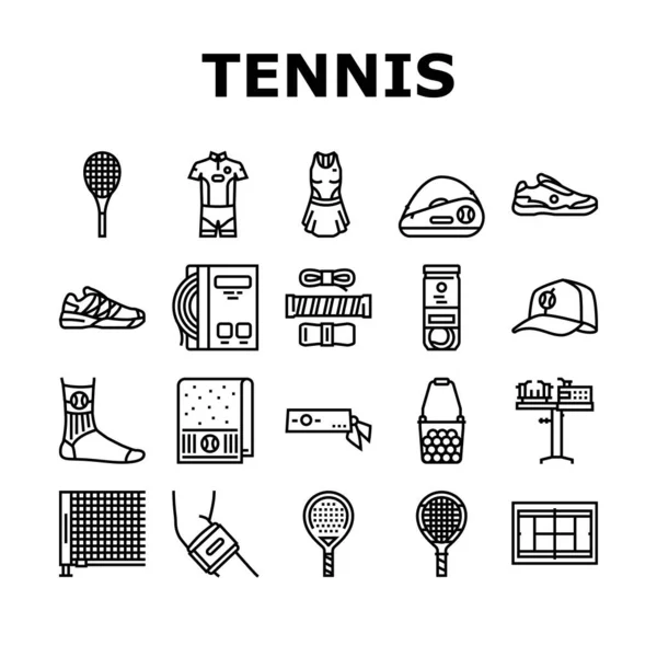 Tennis Sport Game Competition Icons Set Vector Women Men Tennis — Stock Vector