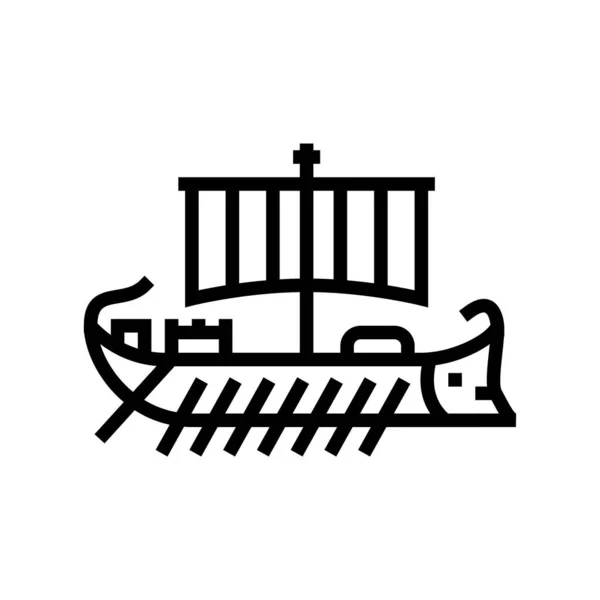 Корабель Стародавній Римський Лінії Значок Вектор Корабель Давній Римський Знак — стоковий вектор