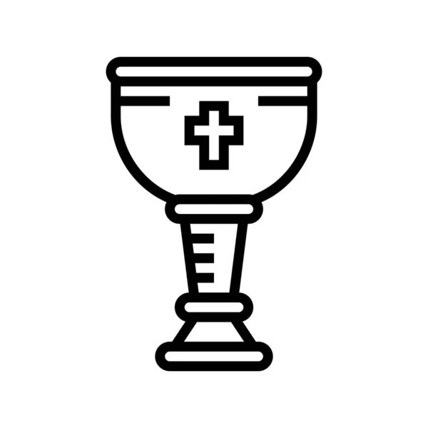 葡萄酒 基督教杯线图标向量 葡萄酒 基督教杯的标志 孤立的等高线符号黑色插图 — 图库矢量图片
