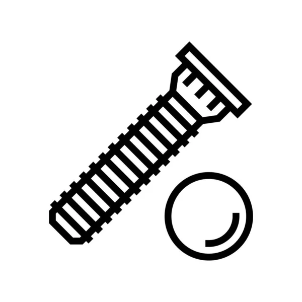 Press Fit Stud Line Icon Vector 언론에 나가는 등고선 상징검은 — 스톡 벡터