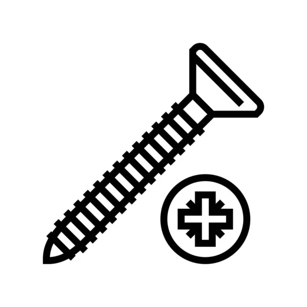 Ligne Vis Bois Icône Vecteur Panneau Vis Bois Symbole Contour — Image vectorielle