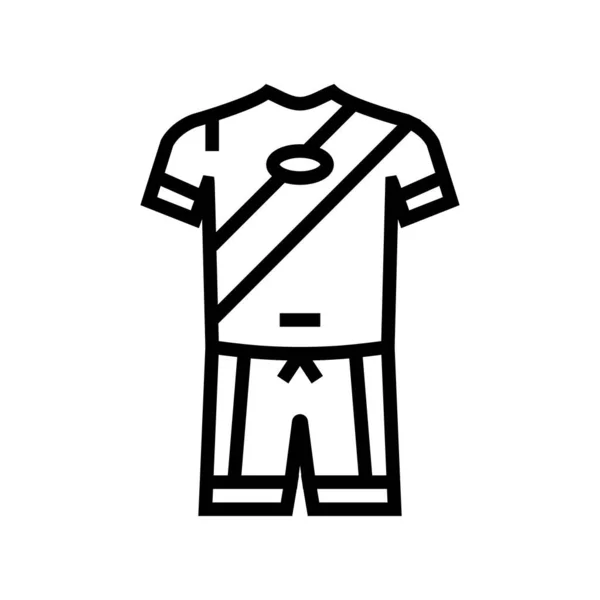 Pak Voetbal Speler Lijn Pictogram Vector Teken Voor Een Voetbalspeler — Stockvector