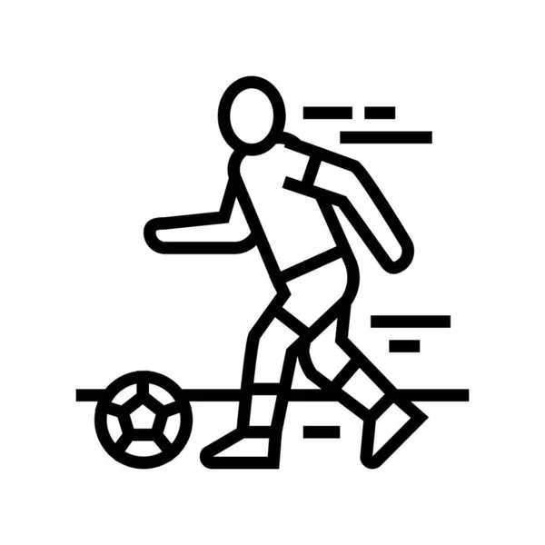 Fußballspieler Linie Icon Vektor Fußballspieler Unterschreiben Isolierte Kontur Symbol Schwarze — Stockvektor